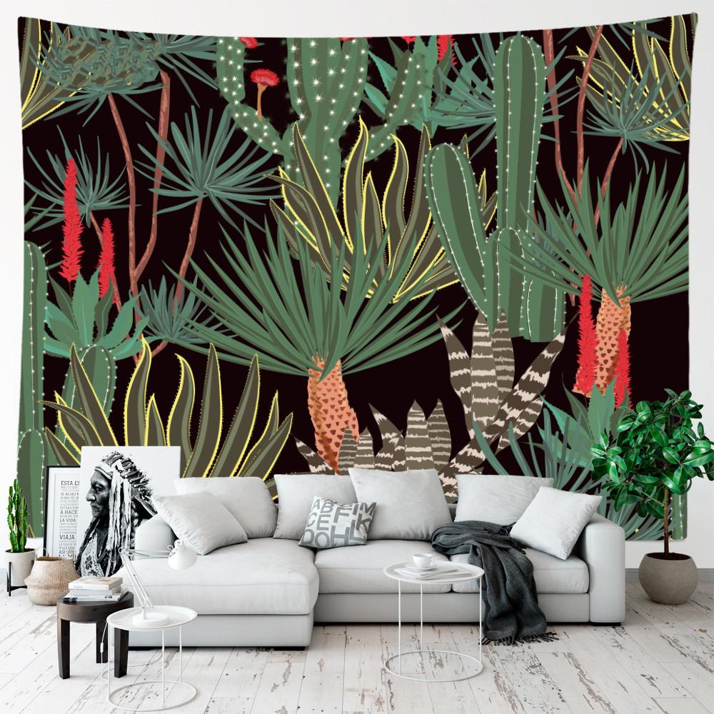 Tapiserie cu plante, agățat pe perete, pentru decorarea camerei, frunze tropicale, peisaj, flori, fundal, decor pentru dormitor