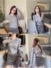 Women's Grey Cable Knit Polo Turtleneck Sweater, New Autumn/Winter 2025, Long Sleeve Short Base Layer Top.