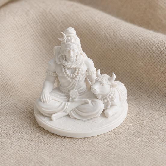 Statua Sacra di Shiva Stampata in 3D con Toro Nandi, Decorazione Miniatura da Scrivania per la Meditazione, Regalo Spirituale per Praticanti Yoga e Benedizione Altare di Casa