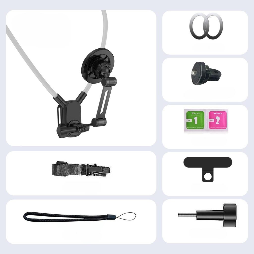 Mobile phone magnetic neck-mounted stand for first-person shooting, fixed on chest for anti-shake sports camera stand