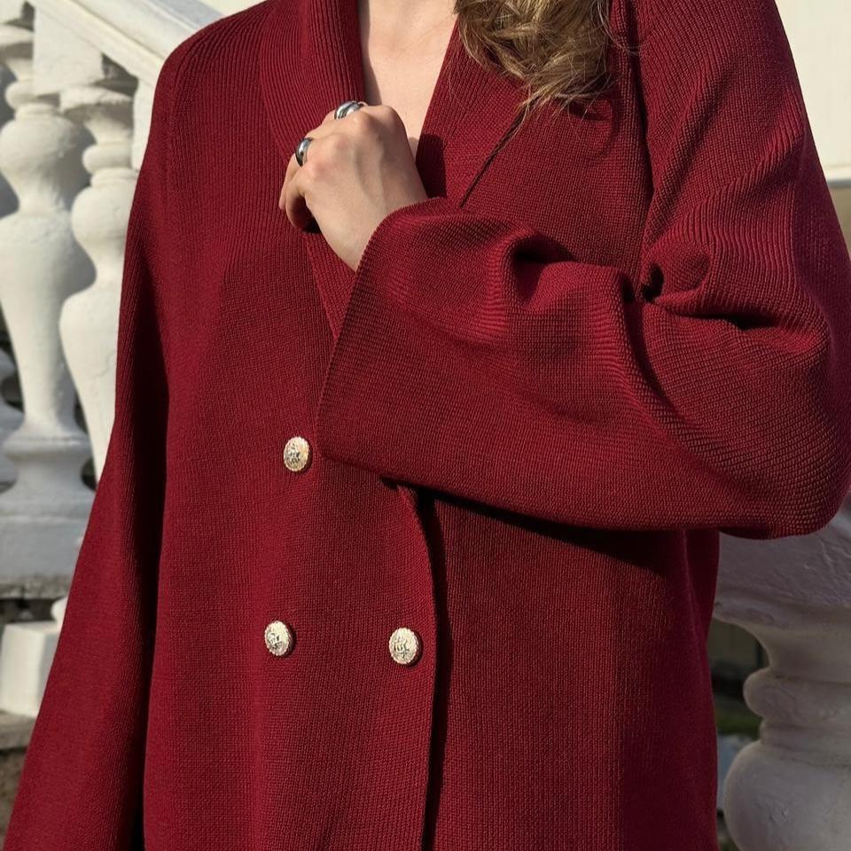 Women's 2025 European & American Solid Color Button Cardigan Sweater & Skirt Set - Warm & Stylish For Commute