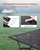 Outdoor Patio Dining Table, 150cm Long Rectangular Metal Steel Slat Backyard Bistro Tables for 4-6, with 38mm Umbrella Hole, All-Weather Large