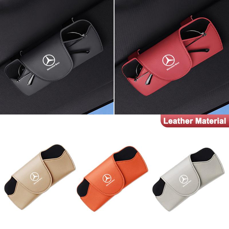CQQ1 Leather Car Sun Visor EyeGlasses Case Eyeglasses Bracket Clip For Mercedes Benz W203 W204 W205 W176 W16 W177 W247 Accessories