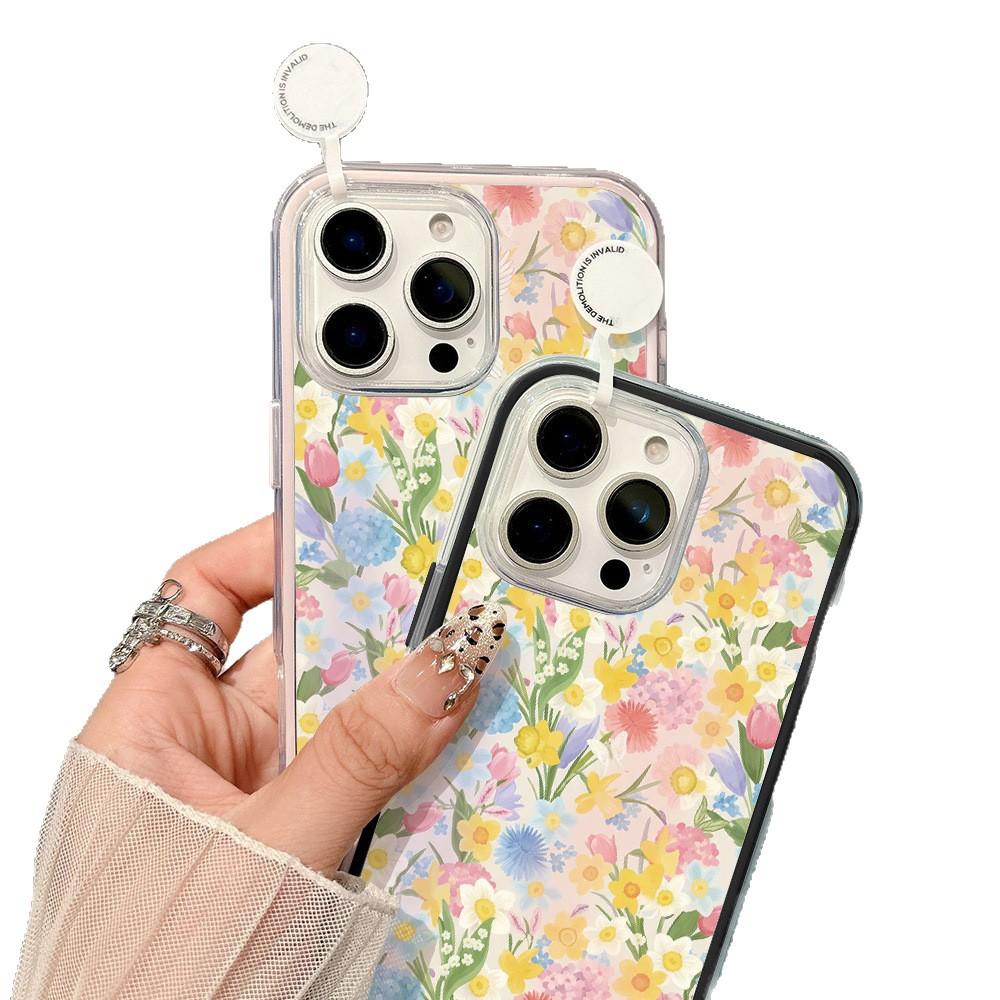 Full screen color flower for iPhone 17 ProMax transparent mobile phone case 16/15/14 simple niche