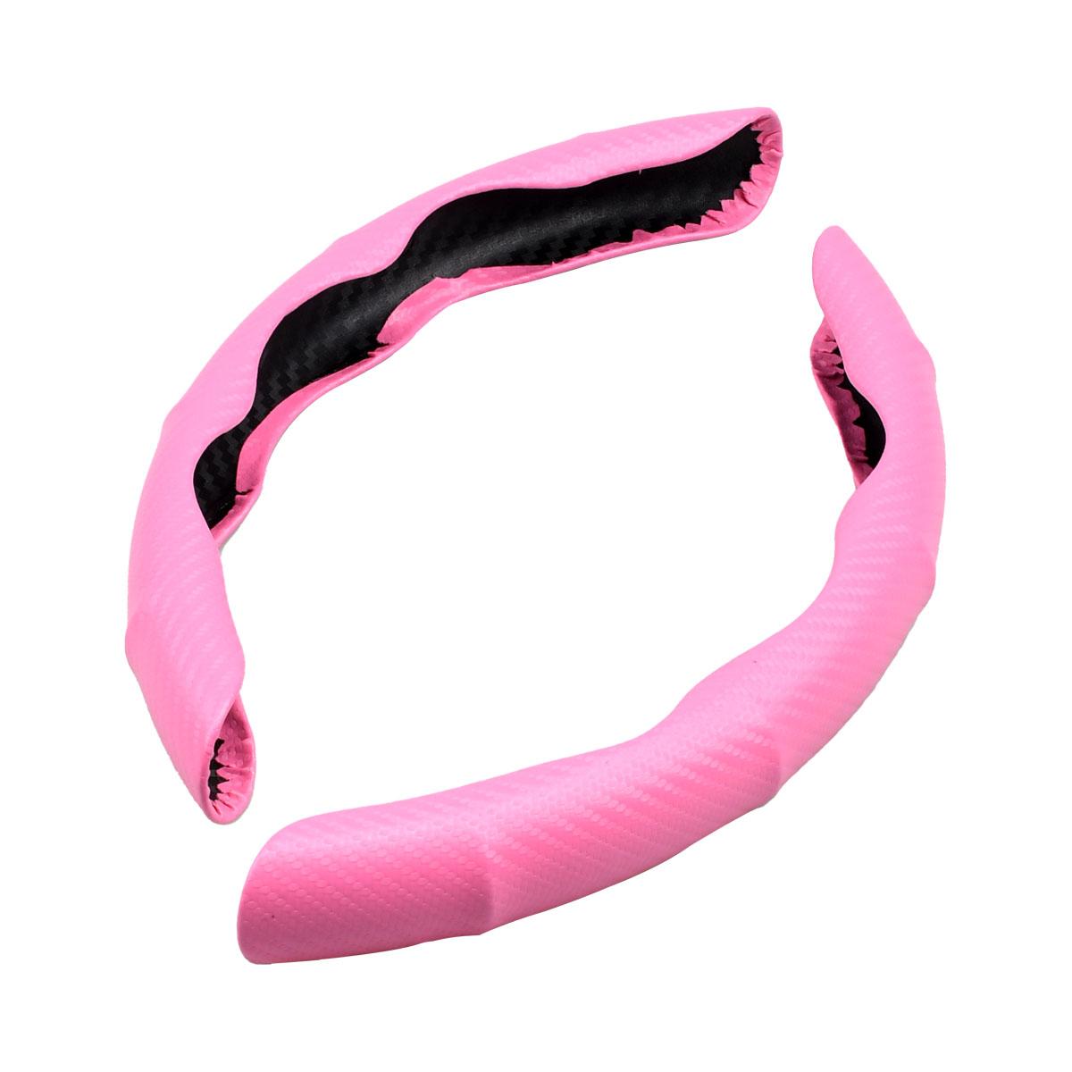 

2Halves Нескользящий чехол на руль автомобиля из углеродного волокна, силиконовый чехол-усилитель, декоративная наклейка, противоскользящие аксессуары для автомобиля, универсальные розовый