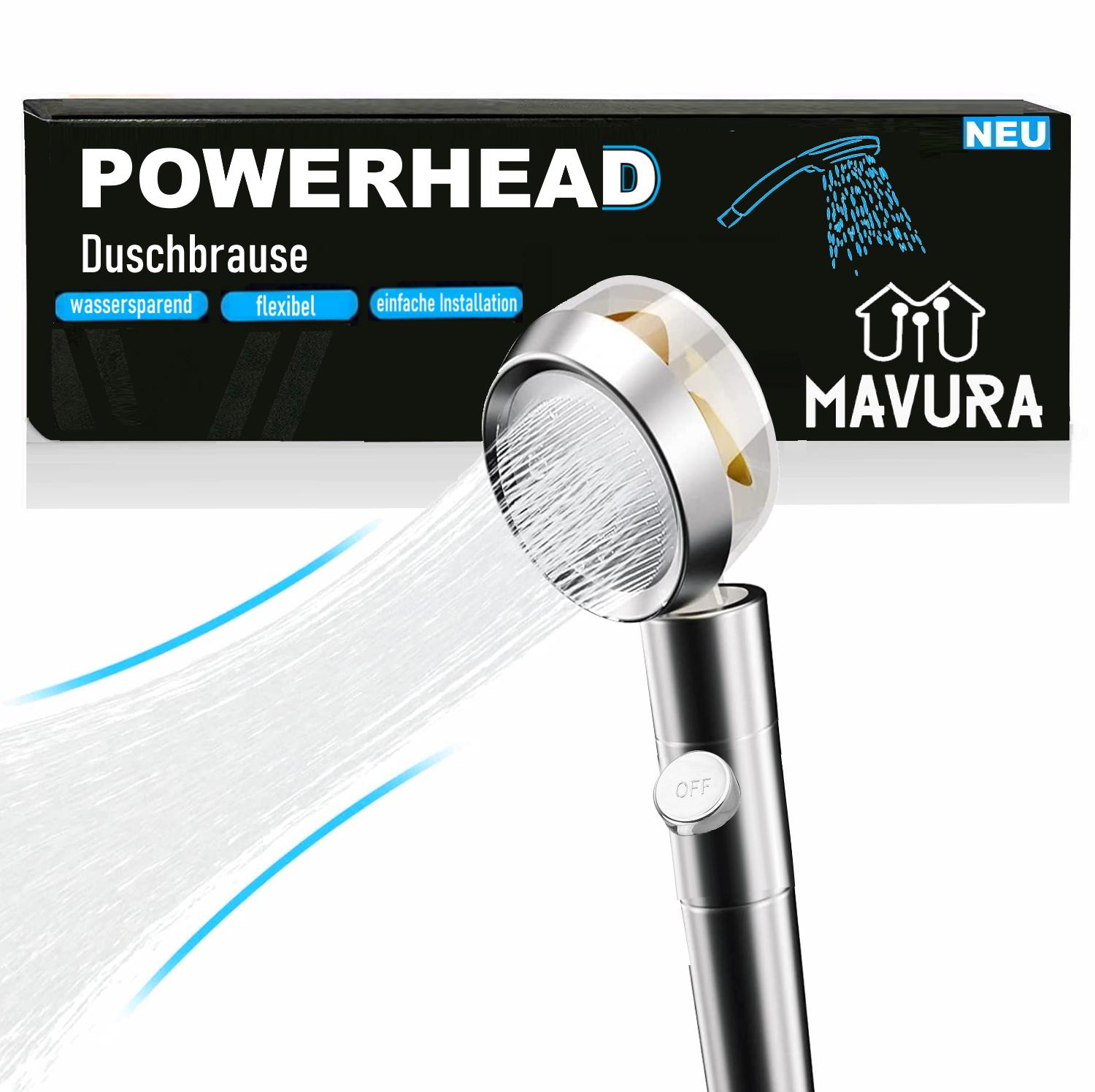 

POWERHEAD Premium Shower Head Hand Shower Water Saving The Original