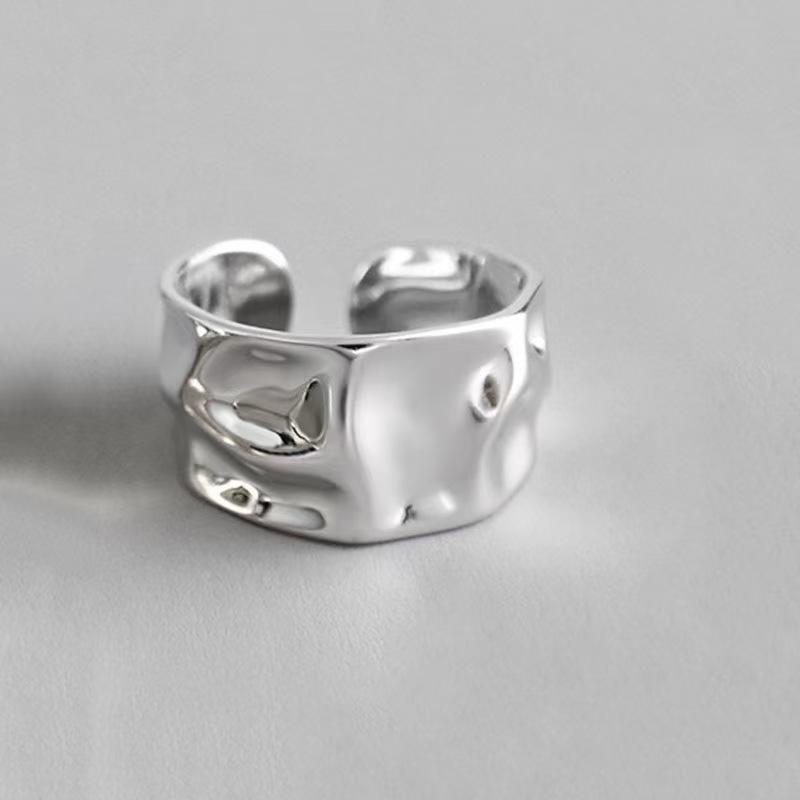 925 Silver Open Rings for Women Fashion Handmade Geometric Irregular Lines Ring Party Wedding Jewelry Holiday Gifts