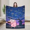 Couraged Cowardlys Dogs Knitted Blanket Coral Fleece Plush Cartoon UltraSoft Throw Blankets for Bedding Couch Bedspread