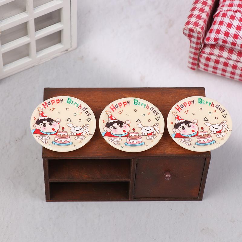 

3 шт. кукольный домик мини мультяшные тарелки посуда модель кукольный домик имитация кухонное украшение кукольный домик аксессуары ролевые игры игрушка as the picture