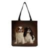Damen Vintage Leinen-Tragetasche - Große Kapazität Hundeprint Schulter-Handtasche für Freizeit & Lebensmitteleinkauf KTB