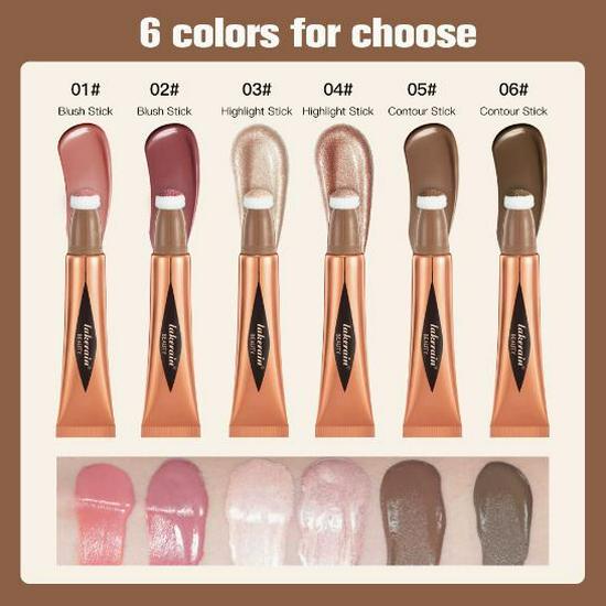 Lakerain Multi-Functional Makeup Stick: Blush, Liquid Contour, Highlight, Nose Shadow, Brightener.