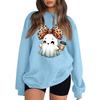 Women's Comfortable Round Neck Long Sleeve Sweatshirt Loose Fit Casual with Color and Halloween Print