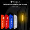 4Pcs Car Door Stickers Safety Warning Reflective Mark Decal For Model Y Model 3 Model S Model X Cybertruck Roadster SpaceX