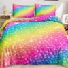 Rainbow Soft Duvet Cover Set For Young Girls Rainbow Star Beding Set Girly Gliter Double Quen King-Sized Dimensionsd Dimensions Soft And Comfortable