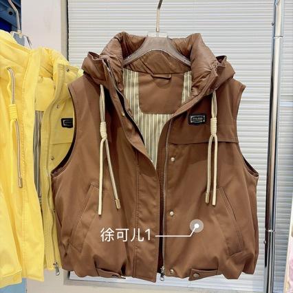 New trendy brand down vest women's functional wind tooling vest fashion trend white duck down vest
