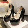 Fashion Aphixta 1cm Belt Buckle Red Party Disco Dance Pumps Women 5.5cm Platform 16cm Super High Chunky Heels Pumps Super Szie 48 49 50