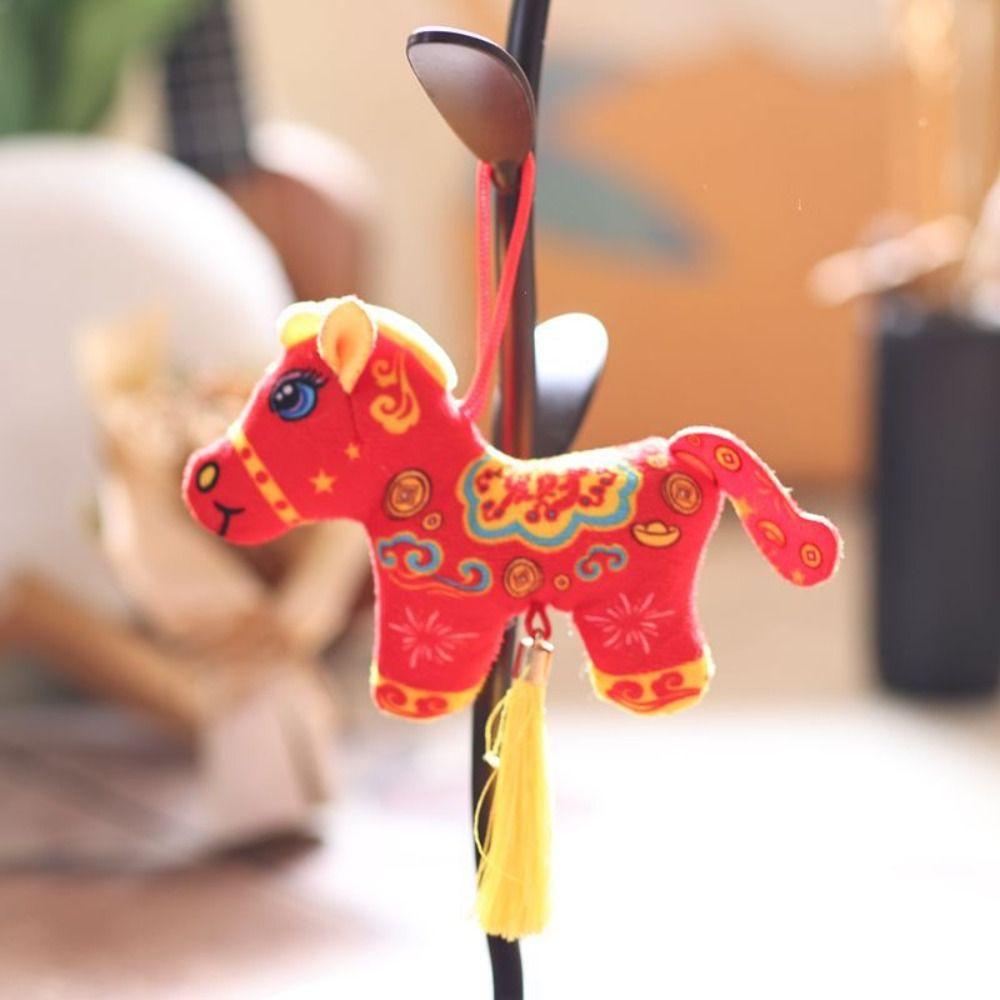 Creative Stuffed Animal Keyring Cute Plush Horse Doll Pendant Cartoon Steed Doll  Festive Decor