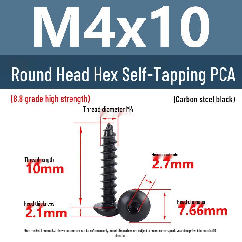 Yigu Černé šrouby s vnitřním šestihranem s vysokou pevností, třída 8.8, M2-M6, kulatá/talířová hlava