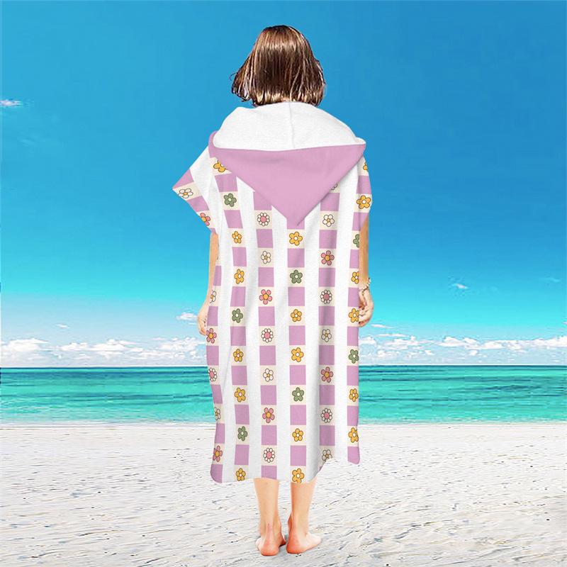 Microfiber Quick-Dry Hooded Beach Poncho Bathrobe for Adults