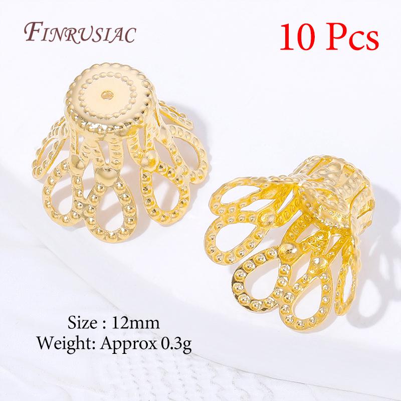 Multiple Styles 18K Gold Plated Beads Caps For Jewelry Making,Brass Flowers Caps For Bracelets DIY Accessories,Tassel End Cap