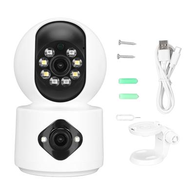 Dual Lens Security Camera 4MP HD WiFi AP Hotspot Surveillance Camera with Bracket for Home Shop