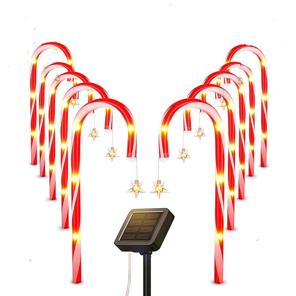 ABS Candy Cane Солнечная батарея Land Lamp с солнечной батареей Snowflake и штекерным двойного назначения Ground Plug Light для дворовой лужайки