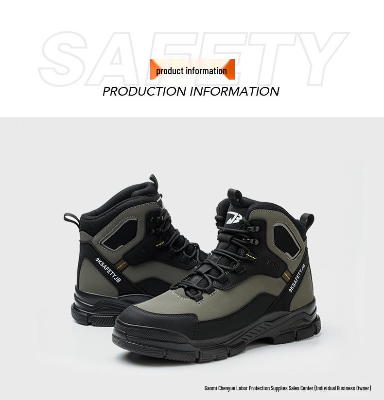 Top-Selling High-Top Microfiber Leather Safety Boots - Outdoor Mountaineering Steel Toe, Anti-Smash, Anti-Puncture, Wear-Resistant.
