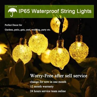 Solar String Lights Outdoor LED Crystal Globe Lights with 8 Modes Waterproof Solar Powered Patio Light for Garden Party Decor