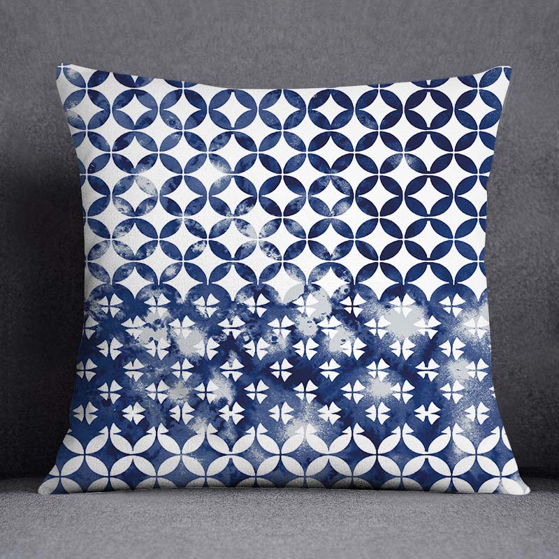 Cushion Cover Geometric Pattern Polyester Blue Grey Pillowcase Upholstery Sofa  Throw Pillow Home Decor Pillowcas