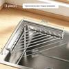 Dreieckiges Spülbecken-Abtropfgestell Edelstahl Spülbecken-Caddy Organizer Abflussbar Große Kapazität Multifunktionaler Küchenspülbecken-Organizer