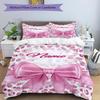 3PC Custom Name Pink Bow Leopard Print Bedding Set Duvet Cover Closure Includes 1 Duvet Cover & 2 Pillowcases for Bedroom