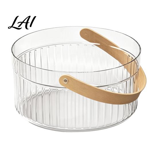 Thickened Ice Bucket with Faux Leather Handle Plastic Beer Wine Cooler Durable for Party Clear Beverage Container Outdoor Picnic Bar KTV