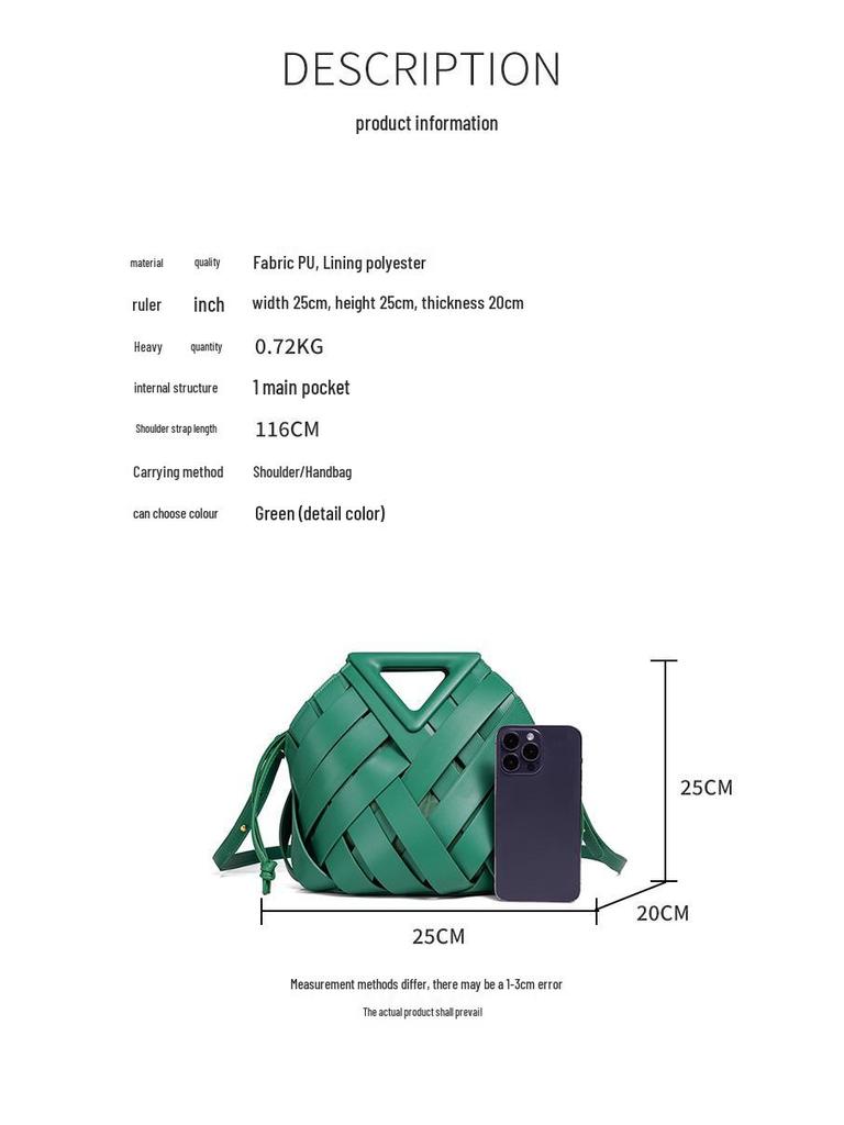 Large Capacity Hand-Woven Triangle Magnetic Buckle Crossbody Vegetable Basket Bag
