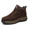 Men's 2025 Wool-Integrated Leather Snow Boots - Non-Slip, Warm, Thick, High-Top Casual Shoes