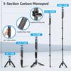 SIRUI Kolfiber Monopod med Professionell Lättvikts Resemonopod för DSLR Maximal Belastning 22 Panoramiskt 5 Snabbkopplingsplatta P-325FL Ben,