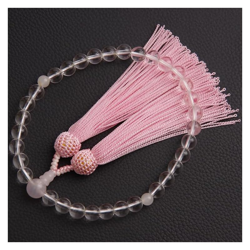 prayer beads for women crystal informal rosary 8mm Comes with beads bag wedding marriage funeral memorial service for recitation 33 balls (pink)
