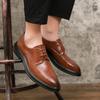 Large size leather shoes men's casual business dress shoes Brock engraved trend platform hair stylist shoes