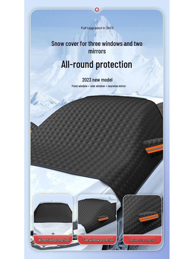 Black Windshield Snow Cover with 12 Magnets & Cotton Lining - Frost and Anti-Freeze Protection