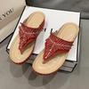 Fashion New Fashion Color Block Open Toe Women's Slippers 2025 Outdoor Flip-Toe Rhinestone Decorated Wedge Comfortable Zapatos De Mujer