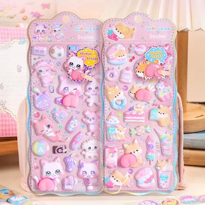 3D Squishy Samolepky s roztomilými zvířecími zadky Kreslené samolepky s pejskem a kočičkou Pufované samolepky pro scrapbooking DIY projekty Dekorace na notebook, pouzdro na telefon