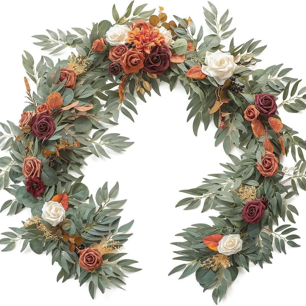 180CM Artificial Eucalyptus Willow Leaf Vine Wedding Wall Decoration Green Plant Dining Table Arrangement Eucalyptus Leaves