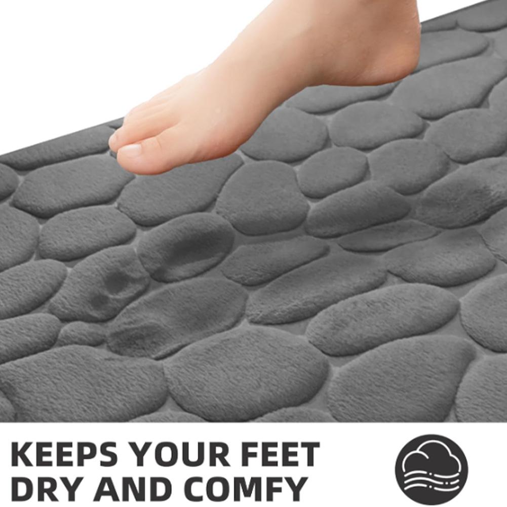 Absorbent Non Slip Memory Foam Bath Mat with Stone Pattern Quick Drying and Machine Washable for Bathroom Safety