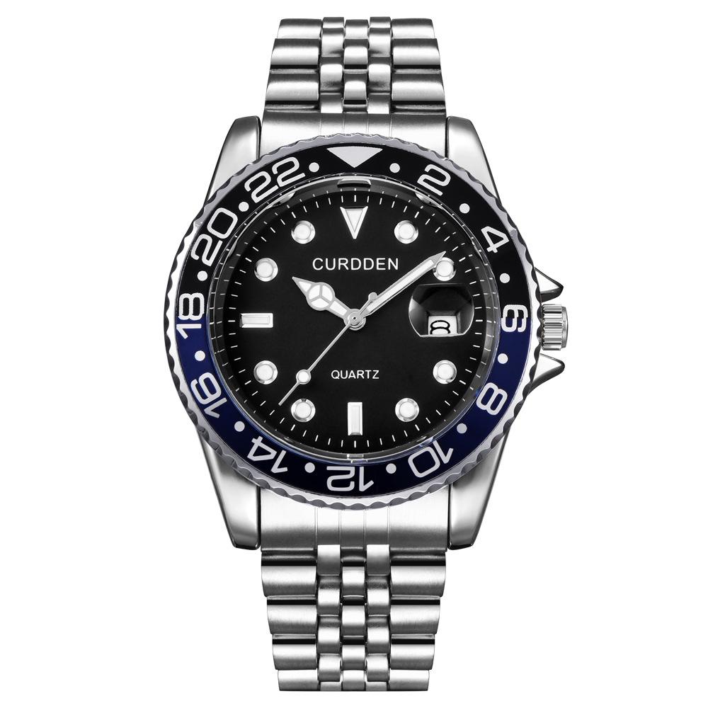 Men's Hip-Hop Style Steel Band Sea-Dweller Calendar Quartz Watch