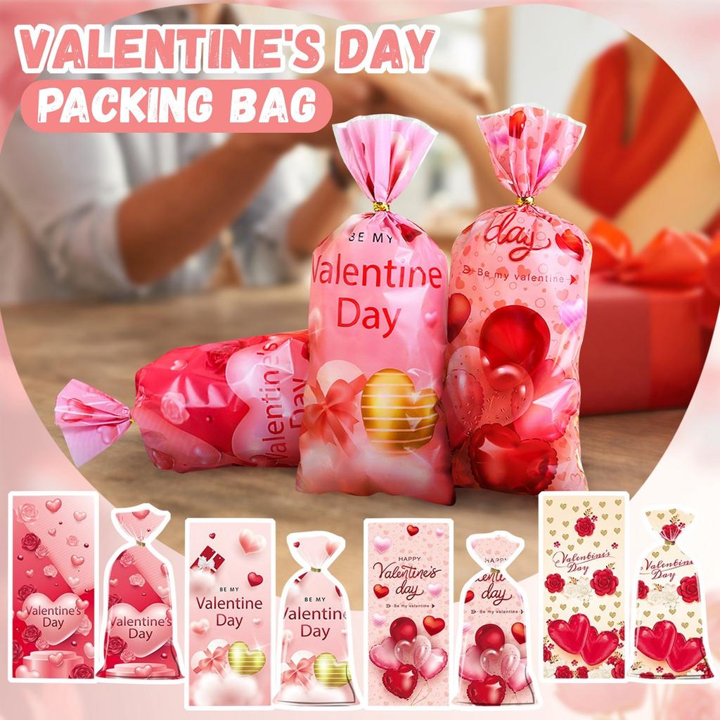OPP Valentine's Day Flat Candy Packaging Bag Transparent Love Rose Printed Plastic Bag