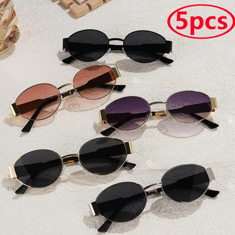 Small Metal Frame Oval Sunglasses For Women Brand Designer Fashion Luxury Shades UV400 Eyewear Men Vintage Sun Glasses