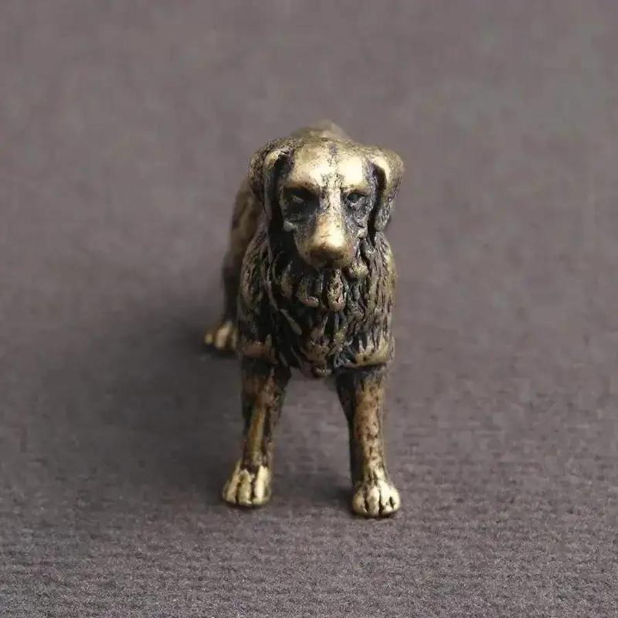 New Antique Bronze Hunting Dog Statue Mini Desktop Puppy Animal Decoration Figurine Tea Pet Home Decoration Crafts Wholesale