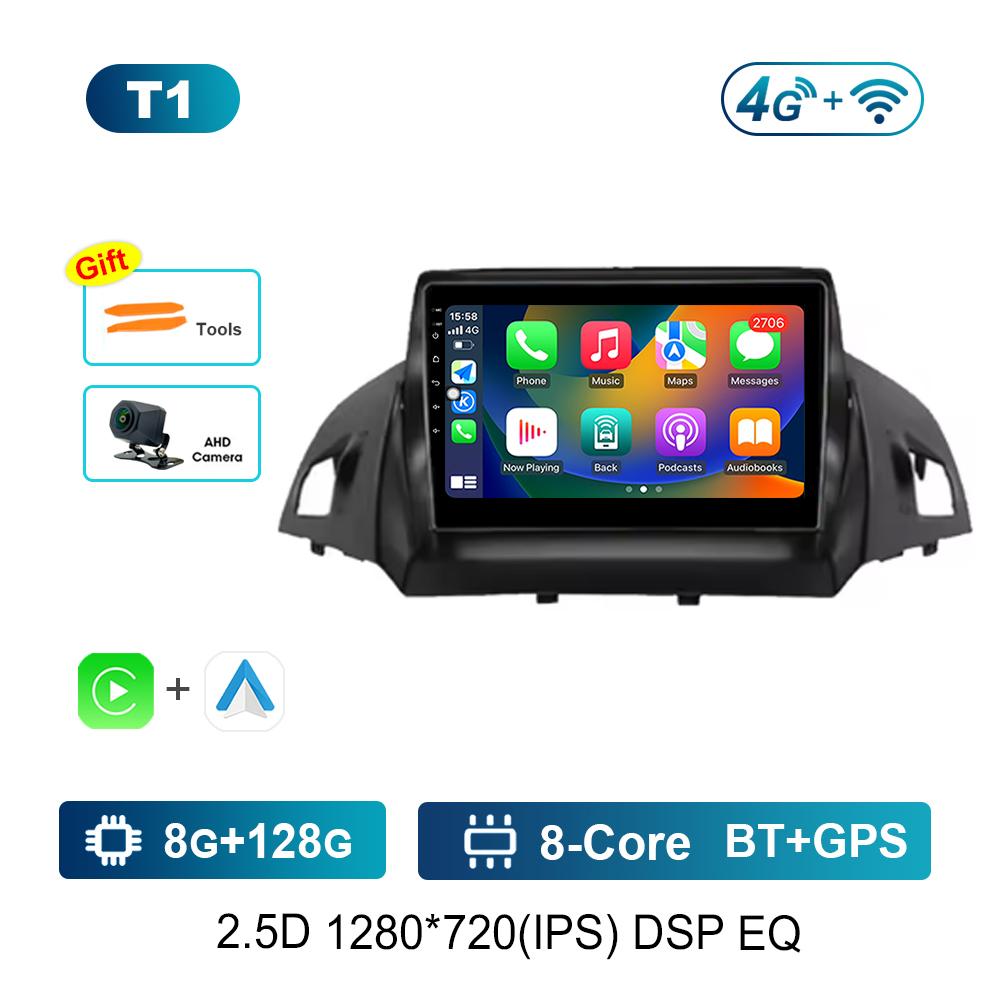 Carplay DSP Stereo Android System for Ford Kuga 2 Escape 3 2012 - 2019 Navi GPS Car Video Multimedia Player WiFi+4G Split Screen