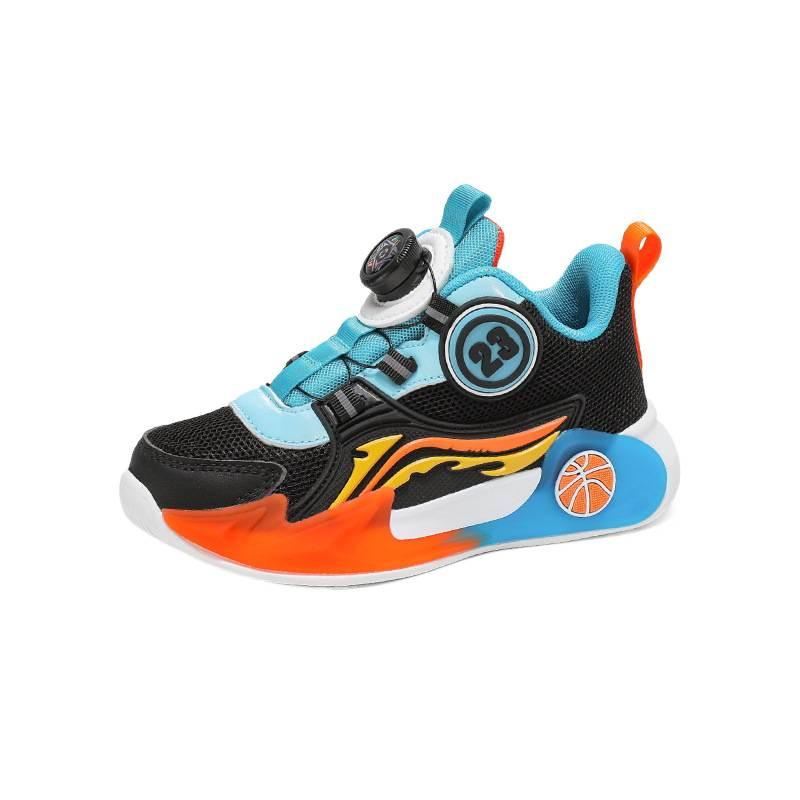 Children's basketball shoes Summer boys' mesh breathable rotating buckle sneakers Teen trendy shoes Boys' sneakers