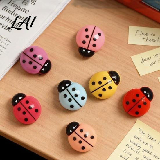 Refrigerator Magnets Decoration 4Pcs 3D Ladybug Magnet Mini Ladybird Resin Fridge Magnet Decorative Memo Note Holder for Kitchen Office Whiteboard