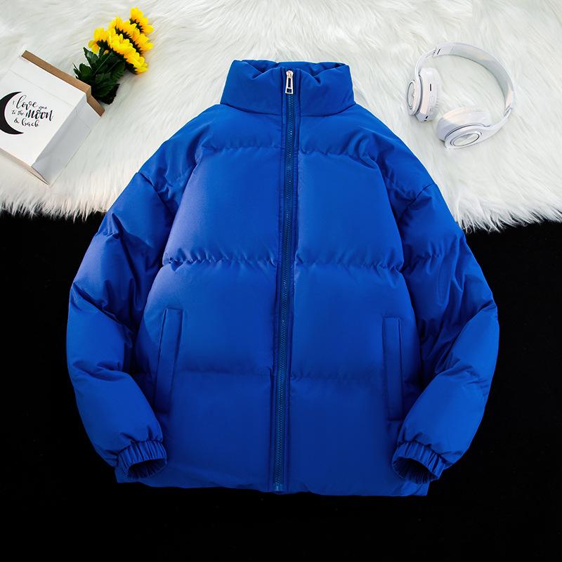 

Мужская одежда осень и зима новая повседневная куртка хлопковая одежда однотонная короткая хлопковая одежда хлебная одежда воротник-стойка хлопковая 6XL синий